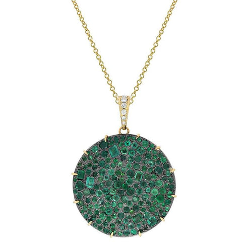 Boorma 18 Karat Emerald Bubble Coin Pendant Necklace